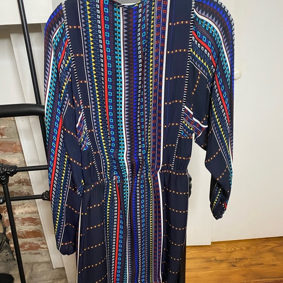 Parker navy, patterned long sleeve short dress - Picture 3 of 4